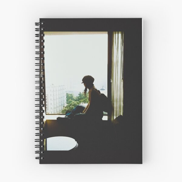 Item preview, blurred photo, drama themes of A traveler wearing a hat and a backpack sits by the window, looking out at the view. designed and sold by pipikijung.