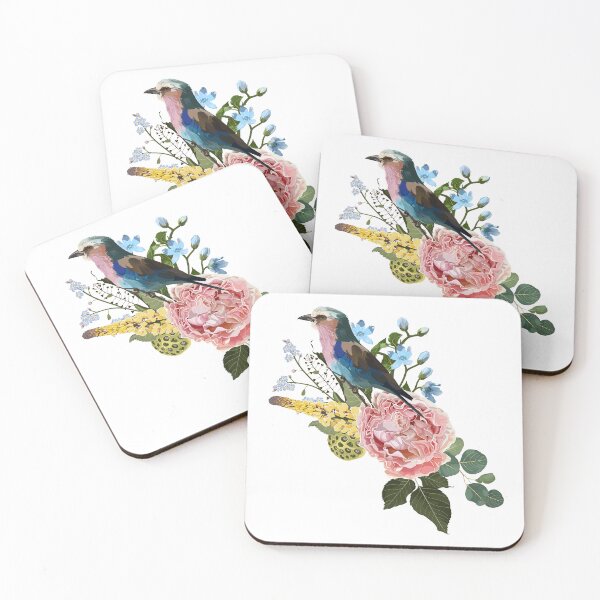 Item preview, Summer design with Lilac breasted Roller bird and pink garden flowers.  designed and sold by MatyKotiv.