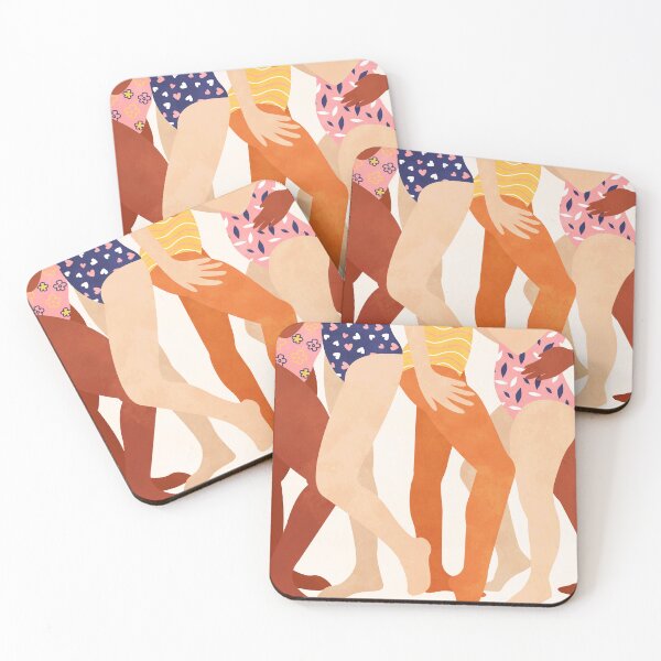 Item preview, Togetherness in Color, Feminine Energy Poolside Vibes, Abstract Figures Modern Illustration, Warm Tones Playful Art designed and sold by Kintsugi99.