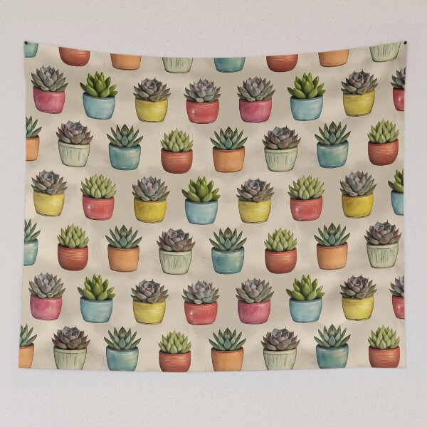 Item preview, Cute Succulent Plant Pattern – Aesthetic Botanical Design, pretty colorful pot plant modern art designed and sold by MarJul.