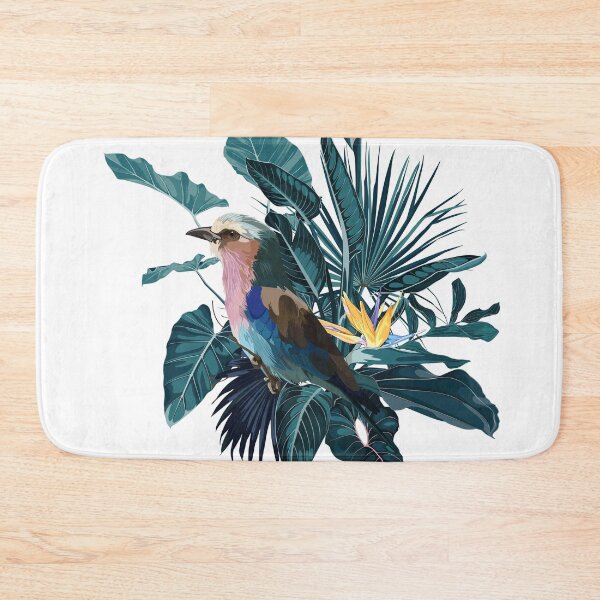 Item preview, Lilac breasted Roller bird. Tropical arrangements with leaves, flowers and birds for party invitations and poster designs. designed and sold by MatyKotiv.