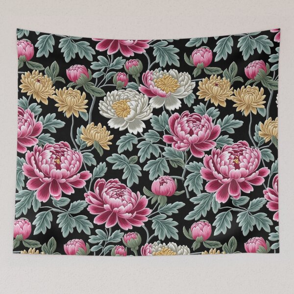 Item preview, Blossom trees with rose, peony, chrysanthemum. Jacobean embroidery style designed and sold by Giuseppe Cammino.