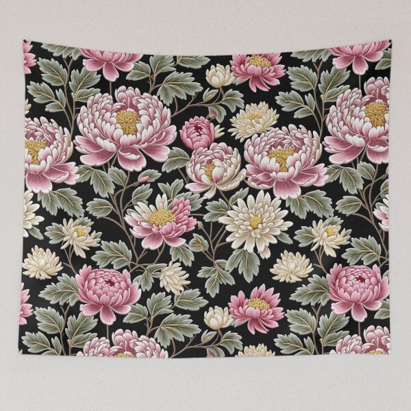 Item preview, Blossom trees with rose, peony, chrysanthemum. Jacobean embroidery style designed and sold by Giuseppe Cammino.