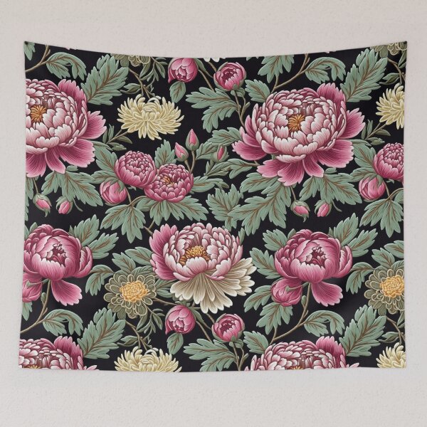 Item preview, Blossom trees with rose, peony, chrysanthemum. Jacobean embroidery style designed and sold by Giuseppe Cammino.