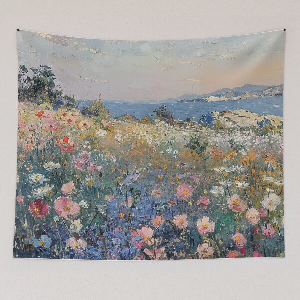Item preview, wildflowers vintage lake pastel impressionism designed and sold by ArtHouseNiklas.