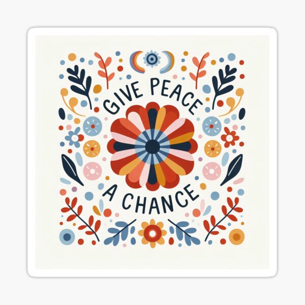 Artikel-Vorschau von Skandinavische Volkskunstblume – „Gib dem Frieden eine Chance“ von heidiannemorris, designt und verkauft von FOLK ART FUSION by heidiannemorris.