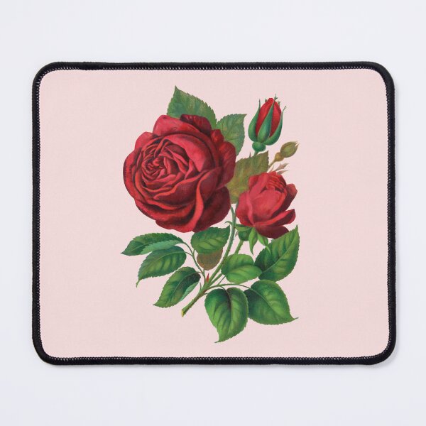 Item preview, Antique Red Roses Art On Pink Background designed and sold by IrisAndIvy.