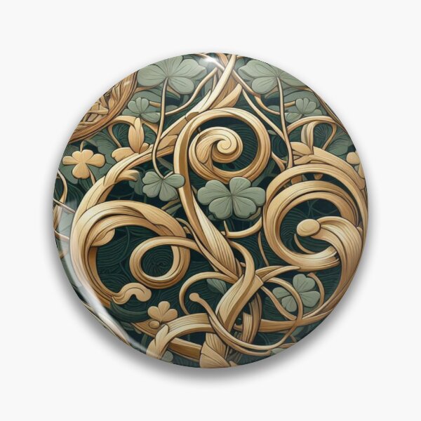 Item preview, Vintage Art Nouveau Emerald Swirls Trendy Seamless Pattern | Aesthetic Abstract Design for Fashion & Decor designed and sold by Imaginarium of Chaos falcon88 .
