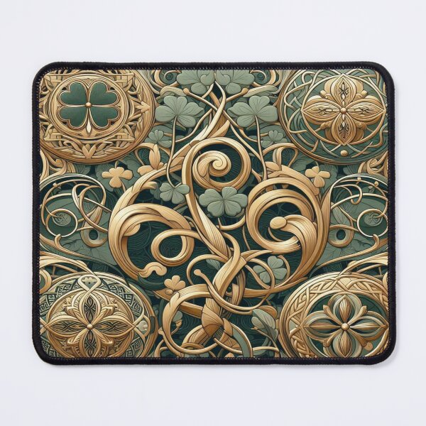 Item preview, Vintage Art Nouveau Emerald Swirls Trendy Seamless Pattern | Aesthetic Abstract Design for Fashion & Decor designed and sold by Imaginarium of Chaos falcon88 .