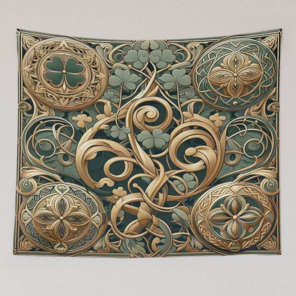 Item preview, Vintage Art Nouveau Emerald Swirls Trendy Seamless Pattern | Aesthetic Abstract Design for Fashion & Decor designed and sold by Imaginarium of Chaos falcon88 .