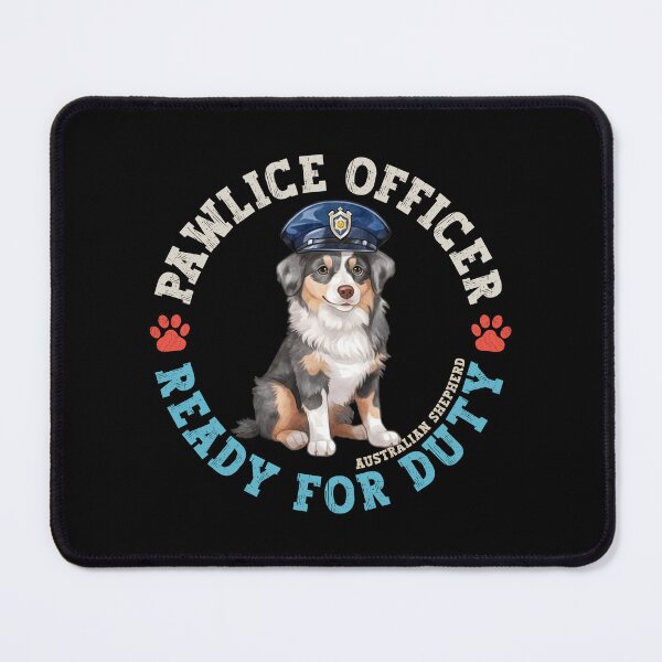 Item preview, Aussie Pawlice Officer Australian Shepherd Dog In Police Uniform designed and sold by eclecTEEq.