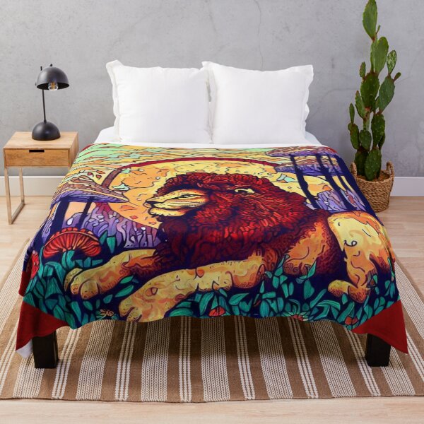 Item preview, Lion against a Retro Sunset background with Vivid Colors, Surreal Landscape designed and sold by CristalleLisa.