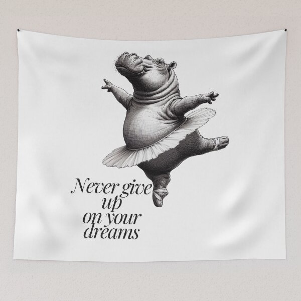 Item preview, Dancing Hippo Never give up on your dreams designed and sold by Pogglecards.