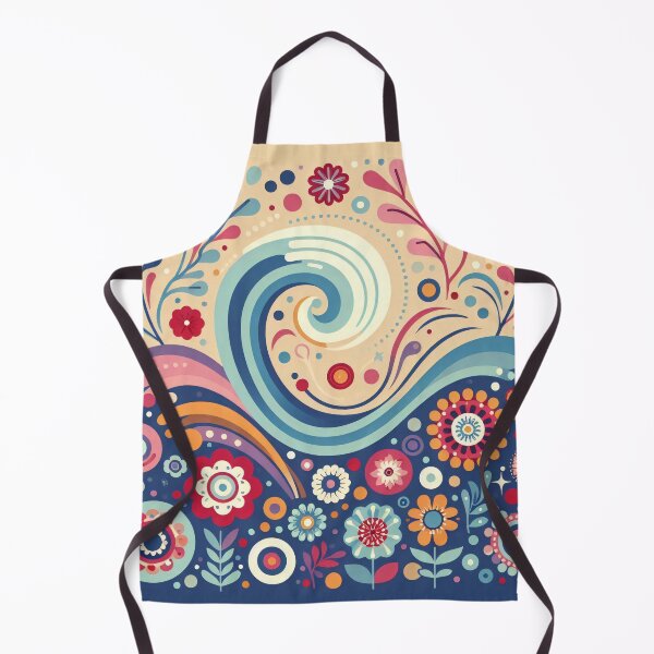 Item preview, Scandinavian Folk Art Wave – Floral Ocean Breeze by heidiannemorris designed and sold by FOLK ART FUSION by heidiannemorris.