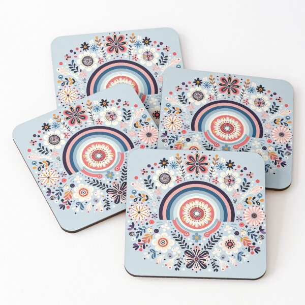 Item preview, Scandinavian Folk Art Sunrise – Floral Mandala Bloom by heidiannemorris designed and sold by FOLK ART FUSION by heidiannemorris.