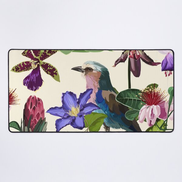 Item preview, Illustrations of flower, plant, floral pattern, leaves, bird, exotic flowers for greeting card, flyer or frame. Lilac breasted Roller bird. designed and sold by MatyKotiv.