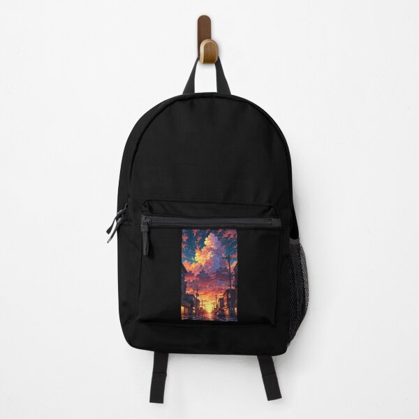 Item preview, Sunset on the main street in the city in anime style. designed and sold by ArtCraftLab.