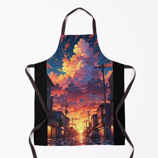 Item preview, Sunset on the main street in the city in anime style. designed and sold by ArtCraftLab.