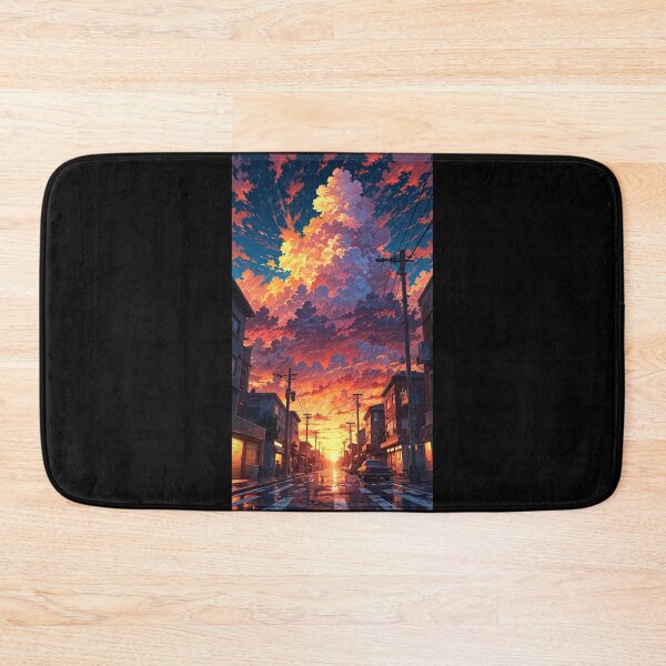 Item preview, Sunset on the main street in the city in anime style. designed and sold by ArtCraftLab.