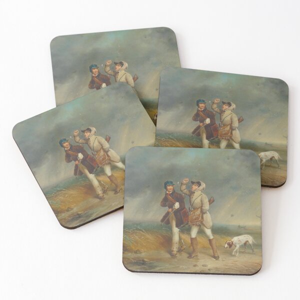 Item preview, Soldiers and hunting Dog vintage painting designed and sold by Vintage Designs +.