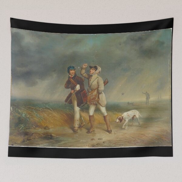 Item preview, Soldiers and hunting Dog vintage painting designed and sold by Vintage Designs +.