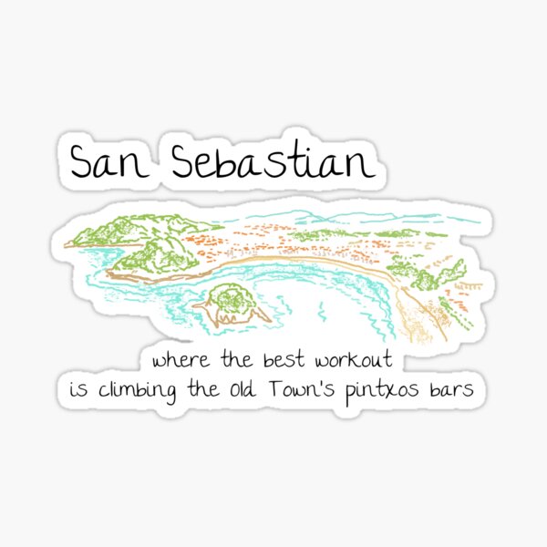 Vista previa del artículo con la obra «Divertido recuerdo de San Sebastián, España, para turistas: ciudad divertida para visitantes», diseñado y vendido por MichaeIRellov.