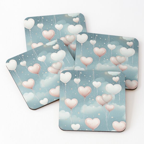 Item preview, Adorable hand drawn heart shaped balloons floating in clouds designed and sold by Designbes.