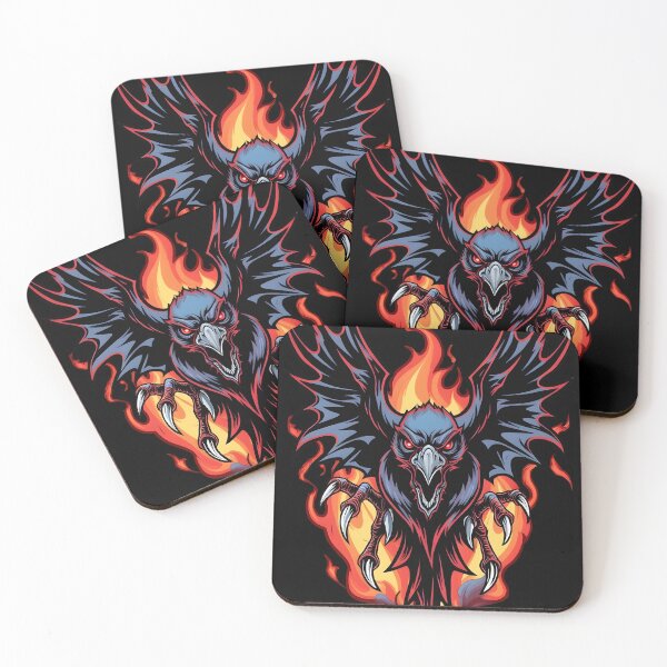 Item preview, Infernal Demon Crow in Attack Mode – Fiery Wings Dark Art designed and sold by WAUZ.