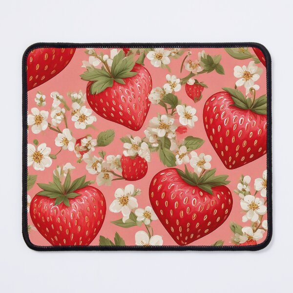 Item preview, Cute heart shaped strawberries with white blossoms designed and sold by Designbes.