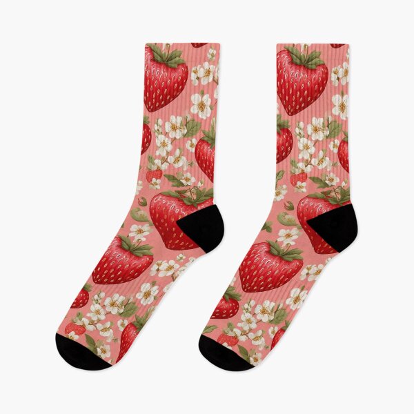 Item preview, Cute heart shaped strawberries with white blossoms designed and sold by Designbes.