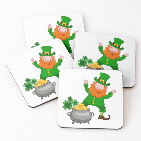 Item preview, Character cheerful leprechaun with pot full of gold coins and a clover designed and sold by babanovaesha.