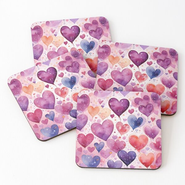 Item preview, watercolor painted hearts in different sizes creating romantic floating effect designed and sold by Designbes.