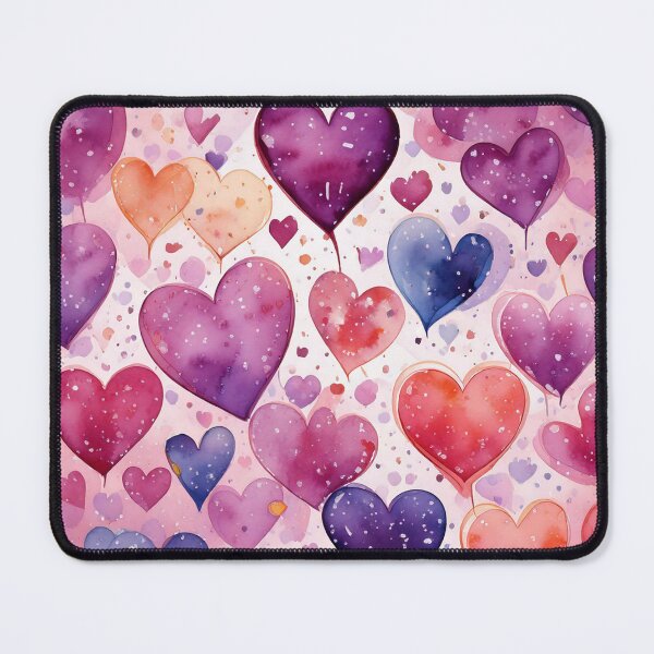 Item preview, watercolor painted hearts in different sizes creating romantic floating effect designed and sold by Designbes.