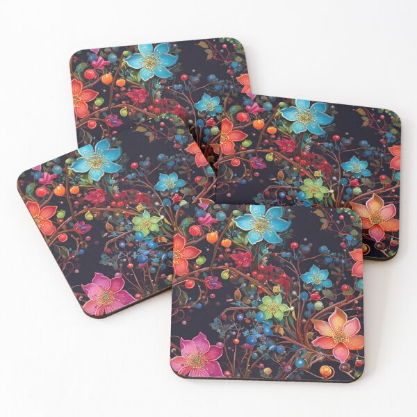 Item preview, Climbing vines with multicolor flowers and glowing berries  designed and sold by Designbes.