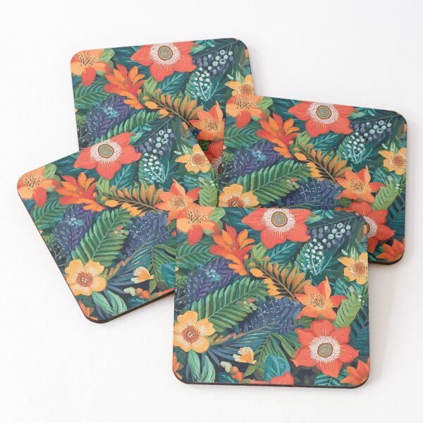 Item preview, Exotic fruit blossoms with leaves in vibrant style designed and sold by Designbes.