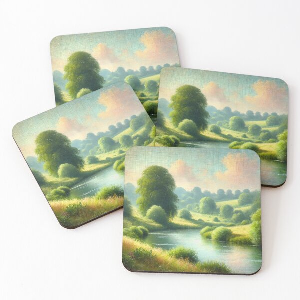 Item preview, Serene Summer Landscape: A River of Calm Inspired by Impressionist Art designed and sold by Teemaniac.
