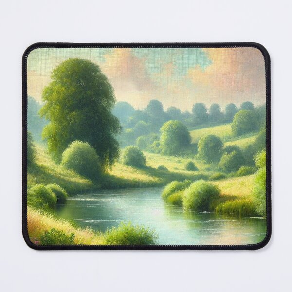 Item preview, Serene Summer Landscape: A River of Calm Inspired by Impressionist Art designed and sold by Teemaniac.