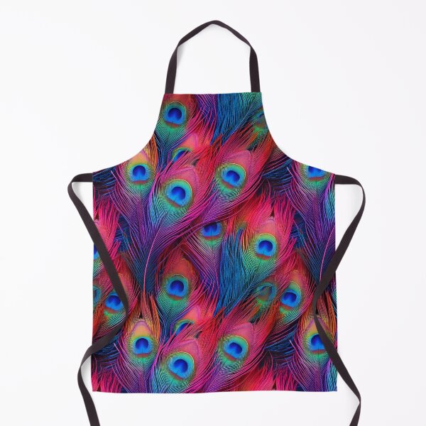 Item preview, Peacock feathers in neon pink, aqua, green and blue with glowing highlights designed and sold by Designbes.