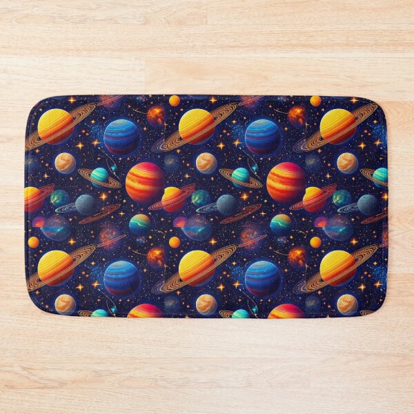 Item preview, Vibrant planets with glowing rings and abstract star constellations designed and sold by Designbes.