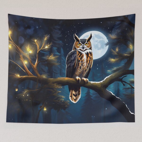 Item preview, Great Horned Owl Basks in the Moonlight designed and sold by Niko Pantele.