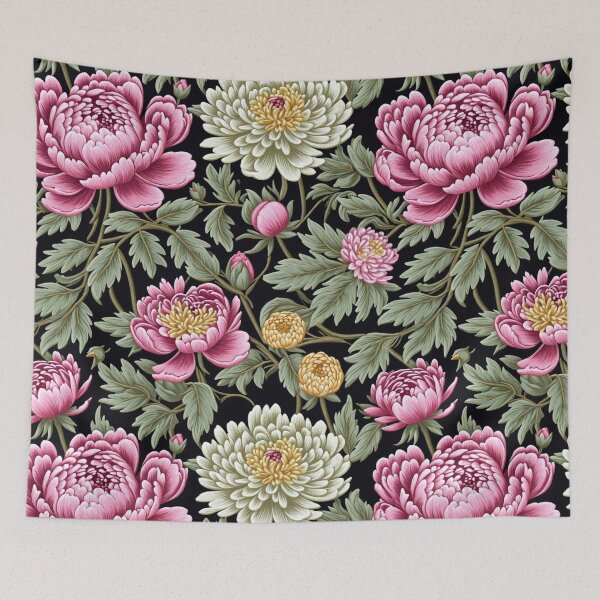 Item preview, Blossom trees with rose, peony, chrysanthemum. Jacobean embroidery style designed and sold by Giuseppe Cammino.