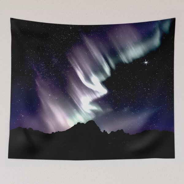 Item preview, Aurora Borealis Over Mountain Silhouette designed and sold by Exodoi.