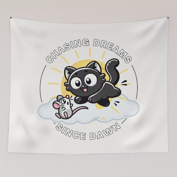 Item preview, Chasing Dreams – Playful Black Cat & Mouse designed and sold by buglevel.