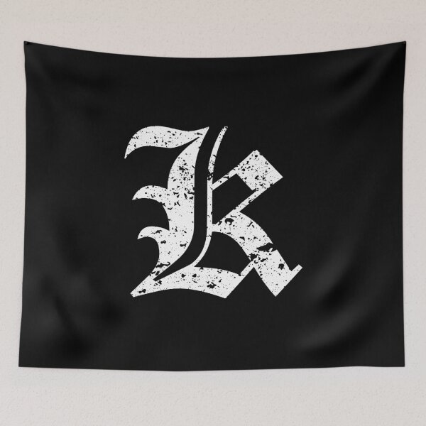 Item preview, Capital Letter K - Eroded / Distressed Gothic Blackletter Script / Old English Font (White) designed and sold by STUDIO-72.