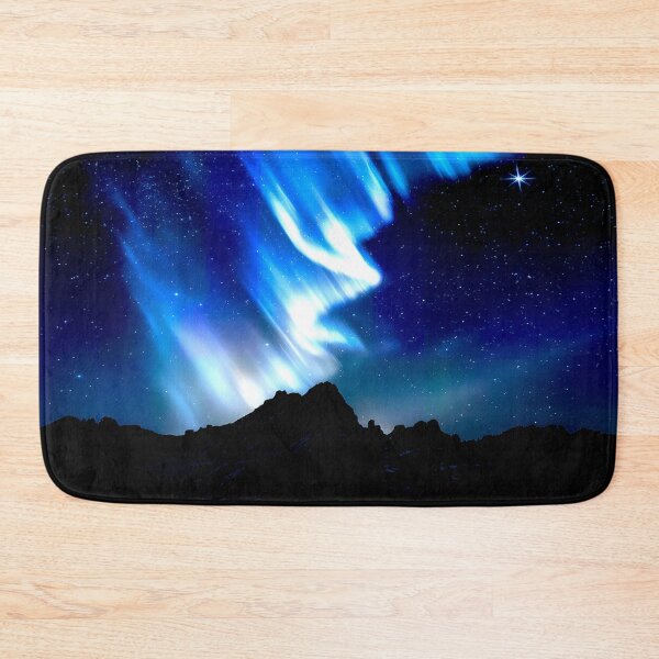 Item preview, Aurora Borealis Over Mountain Silhouette - Blue designed and sold by Exodoi.