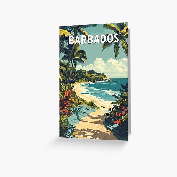 Artikel-Vorschau von Barbados Illustration Reisekunst Vintage, designt und verkauft von KrisSidDesigns.