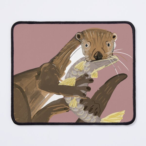 Item preview, Otter in Pink Lutra Lutra Fish for Two designed and sold by belettelepink.