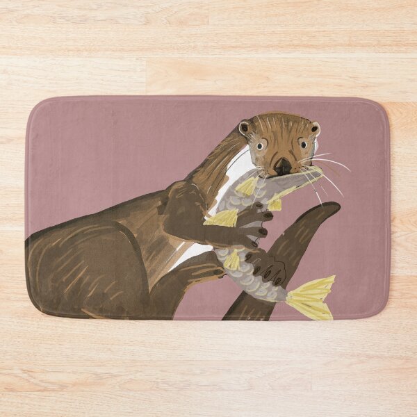 Item preview, Otter in Pink Lutra Lutra Fish for Two designed and sold by belettelepink.