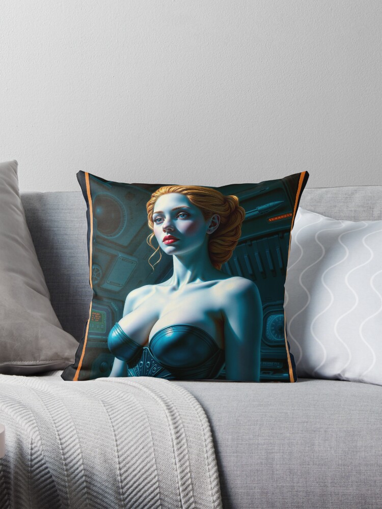 The Captivating Beauty Of Delatoria Selvus; A Vision Of Timeless Allure In A Mechanical World AI Concept Art by Xzendor7 Decorative Art Print Throw Pillow