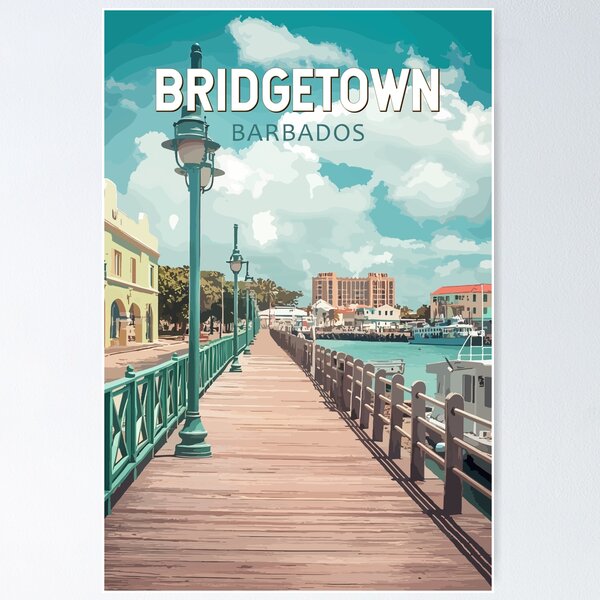 Item preview, Bridgetown Barbados Illustration Travel Art Vintage designed and sold by KrisSidDesigns.